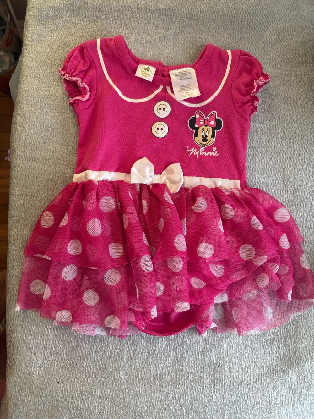 Disney Hot Pink Polka Dot Minnie Tutu Bodysuit